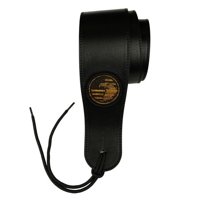 Thalia AAA Curly Hawaiian Koa & Bald Eagle Engraving | Italian Leather Strap
