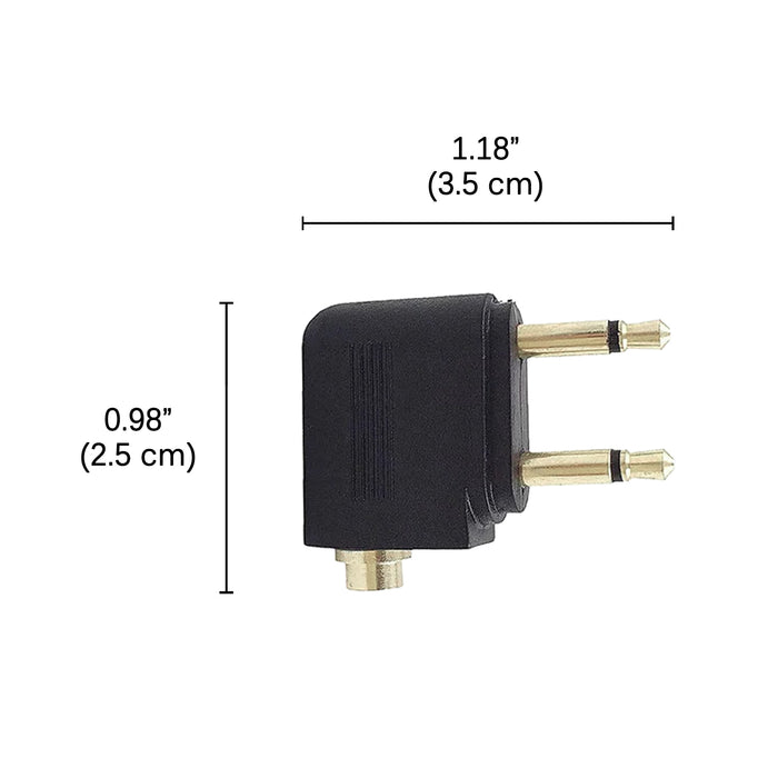 Black Travel Adapter for planes with dimensions