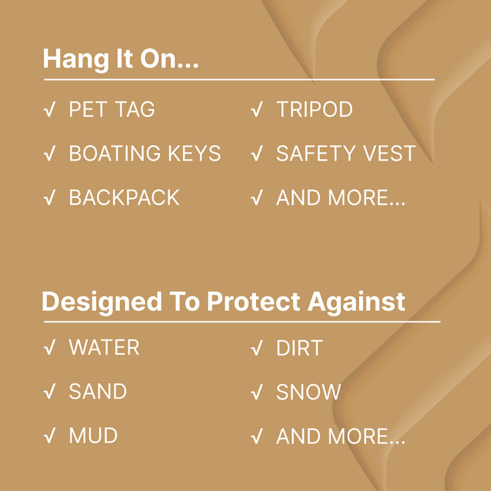 Catalyst airtag total protection case hang it features text read designed to protect against water sans mud dirt snow Hang it on pet tag boating keys backpack tripod safety vest