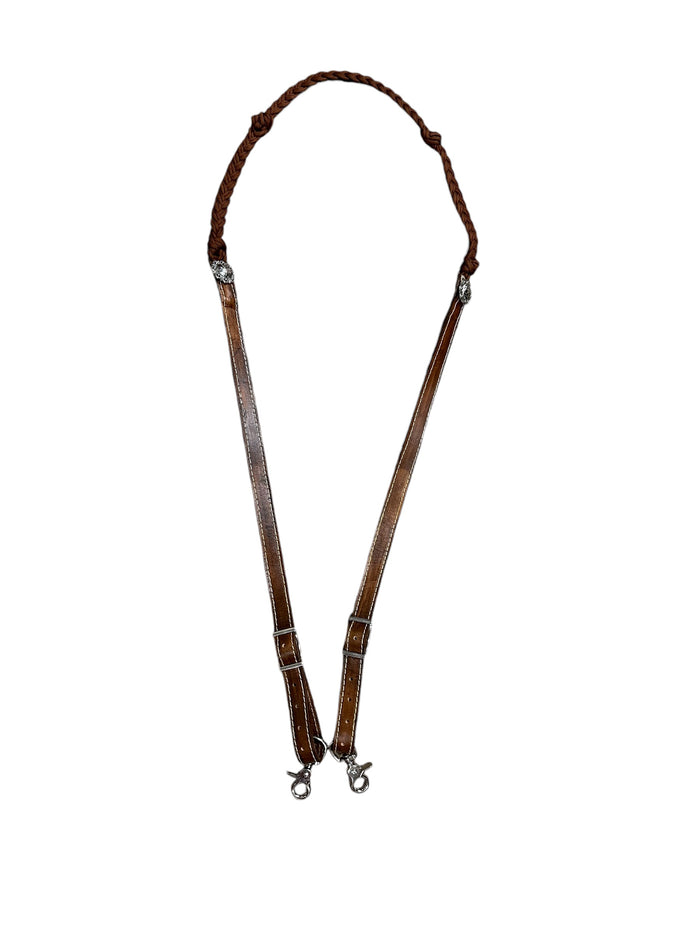Barrel Reins leather and paracord ,plait with grip knots...You choose color and length