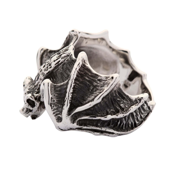 A creature of the night bat ring, expertly handcrafted from solid 925 silver with dark, oxidized details.