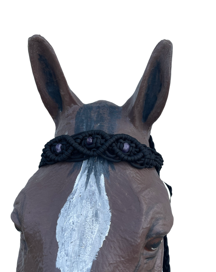 Beaded amethyst Browband Headstall with a fancy braided browband all sizes - Tiffanys Braided Tack LLC
