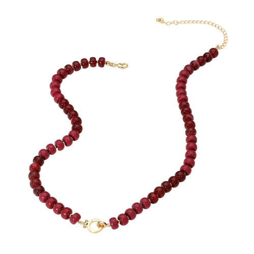 Marbled Beaded Clasp Accent Necklace