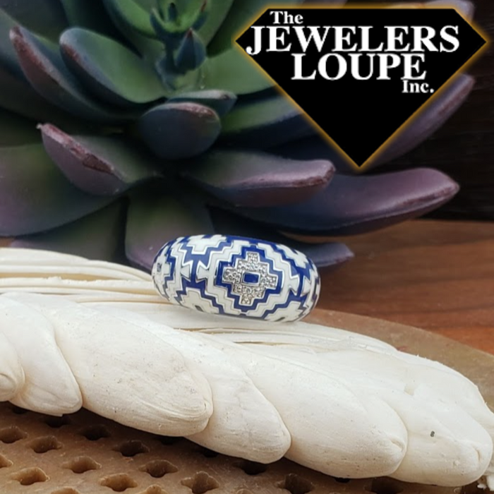 Like the beautiful patterns and designs found in early ancient Aztec art, the Aztec Collection plays with intricate geometric shapes and repeating patterns. Rich delicate sterling silver panels are each individually hand-painted with beautiful Italian enamels and pavé-set white stones. The Aztec Collection is a truly remarkable accent to your look.  *may be ordered in different sizes