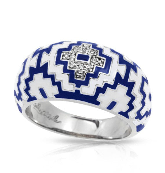 Belle e'toile Sterling Silver Aztec Blue Ring, Size 9