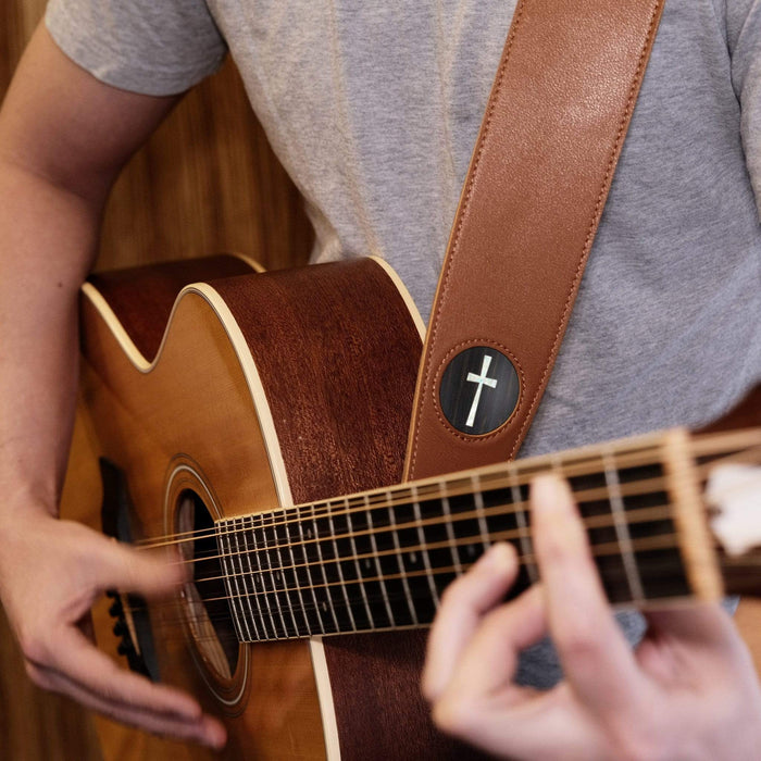 Thalia Strap Black Ebony & Pearl Cross Inlay | Italian Leather Strap