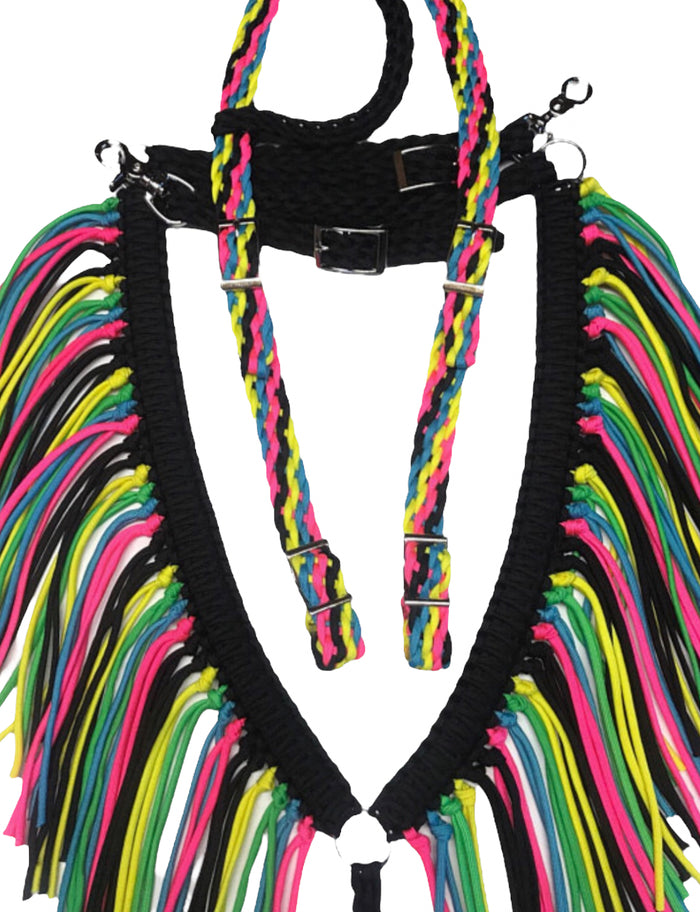 Black neon average horse tack set - Tiffanys Braided Tack LLC