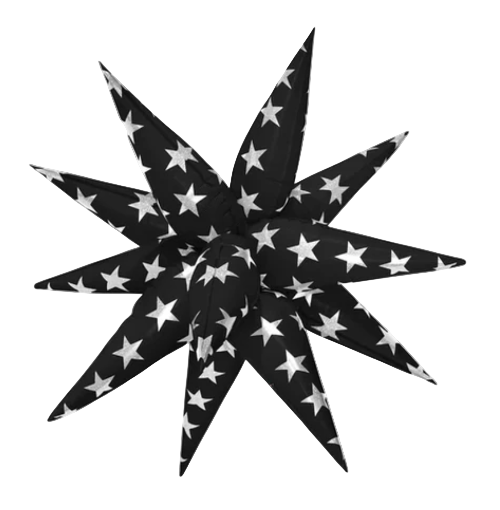PS Helium Halloween Black Starburst Balloon (with stars)