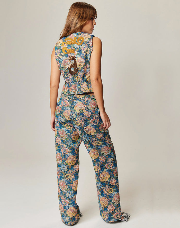 Blair Rose Blue Jacquard Vest