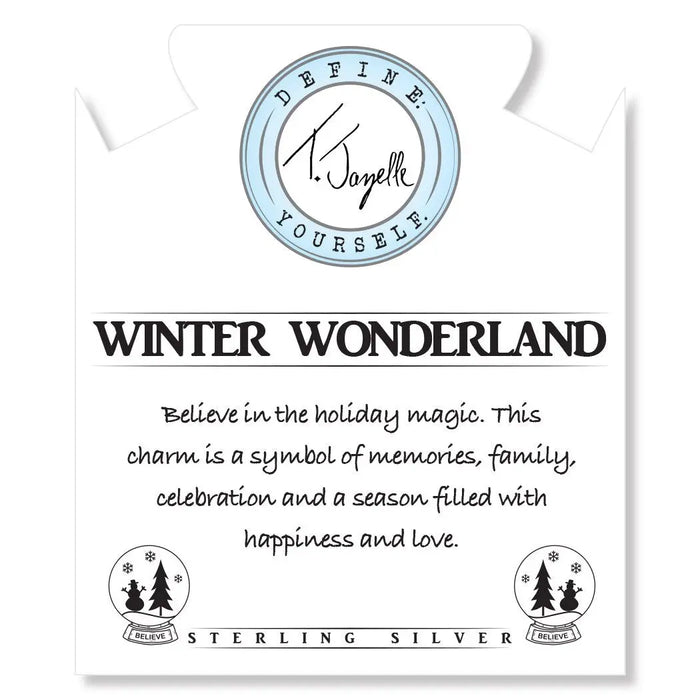 Blue Aquamarine Stone Bracelet with Winter Wonderland Sterling Silver Charm