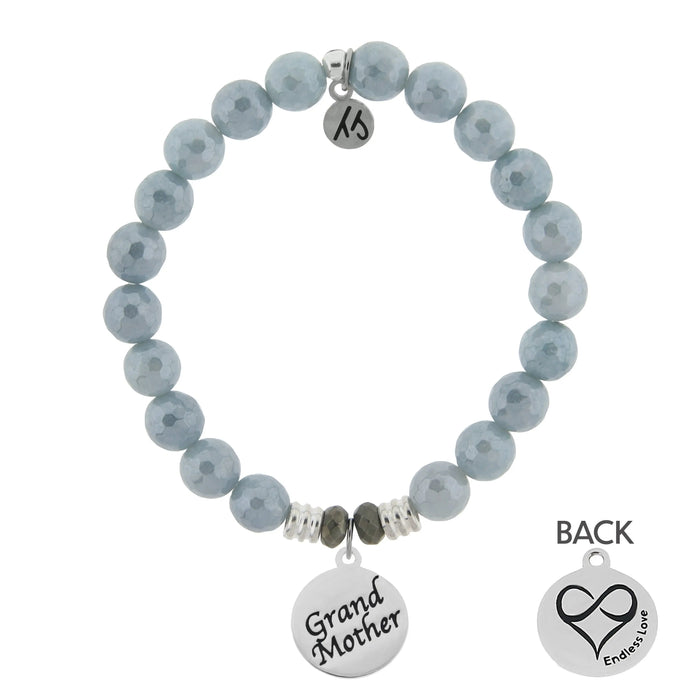 Blue Quartzite Gemstone Bracelet with Grandmother Sterling Silver Charm T. Jazelle