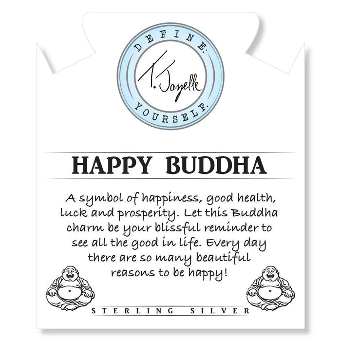 Blue Quartzite Stone Bracelet with Happy Buddha Sterling Silver Charm
