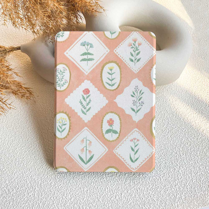 Notebook with floral pattern on a textured surface