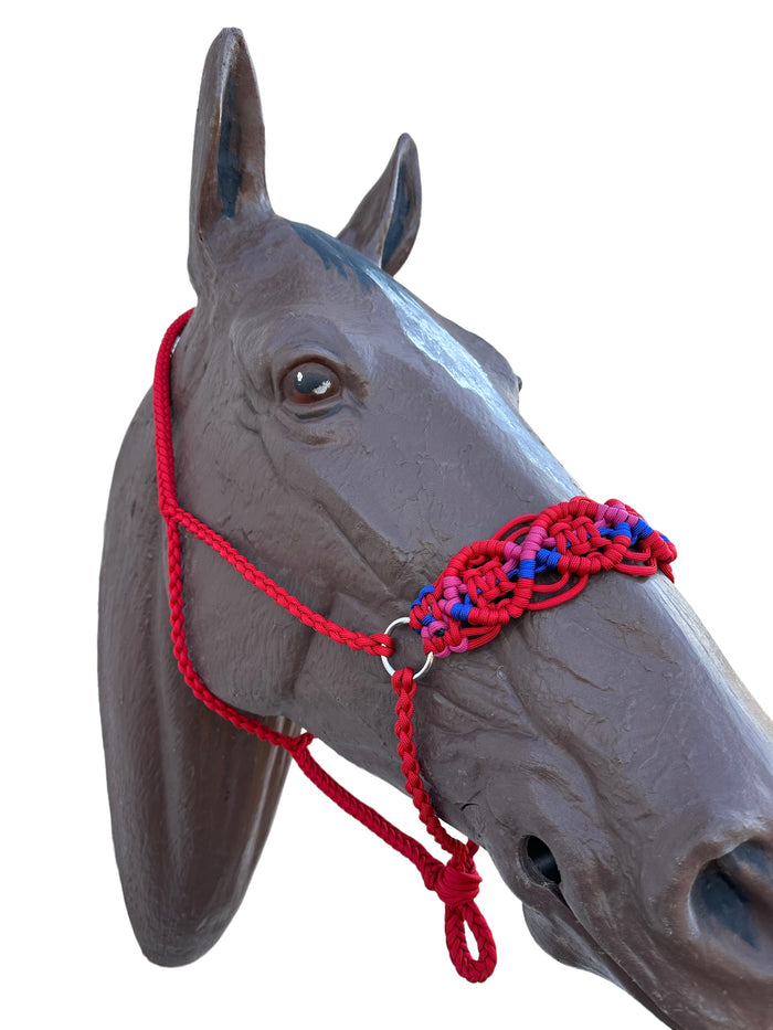 Braided horse halter red