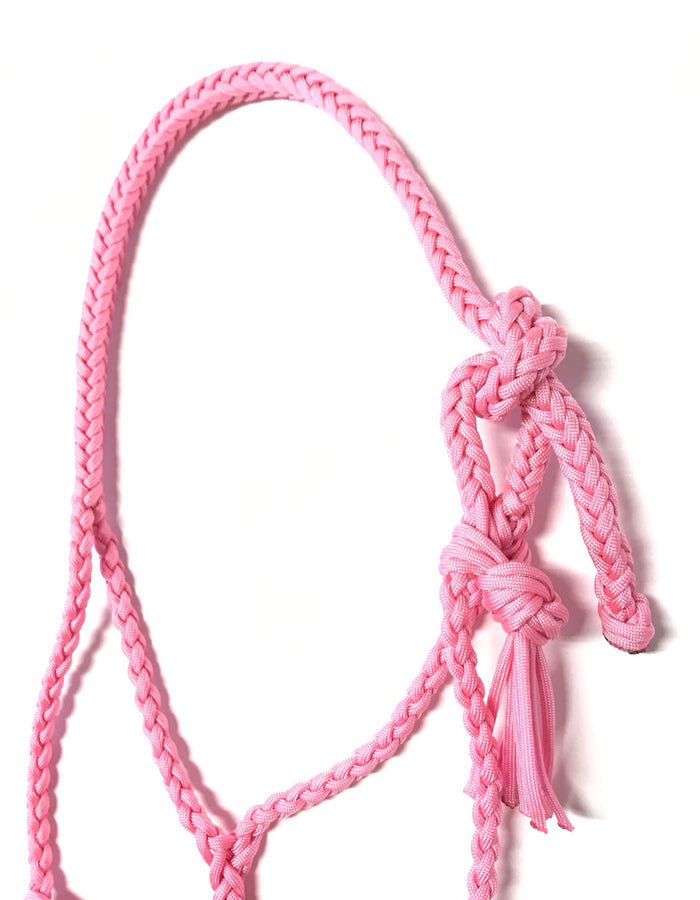 Braided pony or  horse halter with lead in light pink