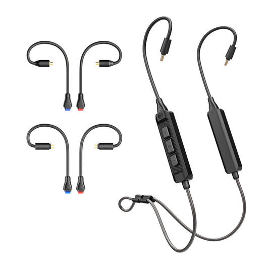 MEE audio BT3 Bluetooth Wireless Adapter Cable for In-Ear Monitors - includes MMCX, 2-pin (0.78mm) & DC connectors for wide IEM compatibility; Bluetooth 5.4, aptX HD, aptX adaptive, LDAC, Auracast
