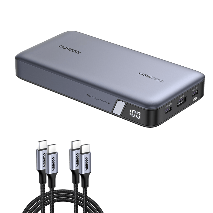 (Bundle) 145W Power Bank + 3.3FT 100W USB-C Cable 2 Pack
