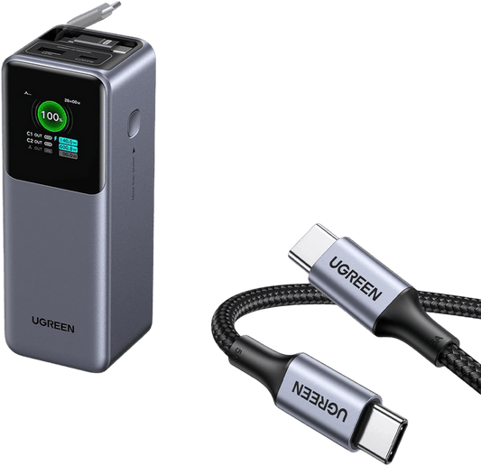 (Bundle) UGREEN Nexode 20000mAh 165W Power Bank + 2-Pack 100W USB-C Cables