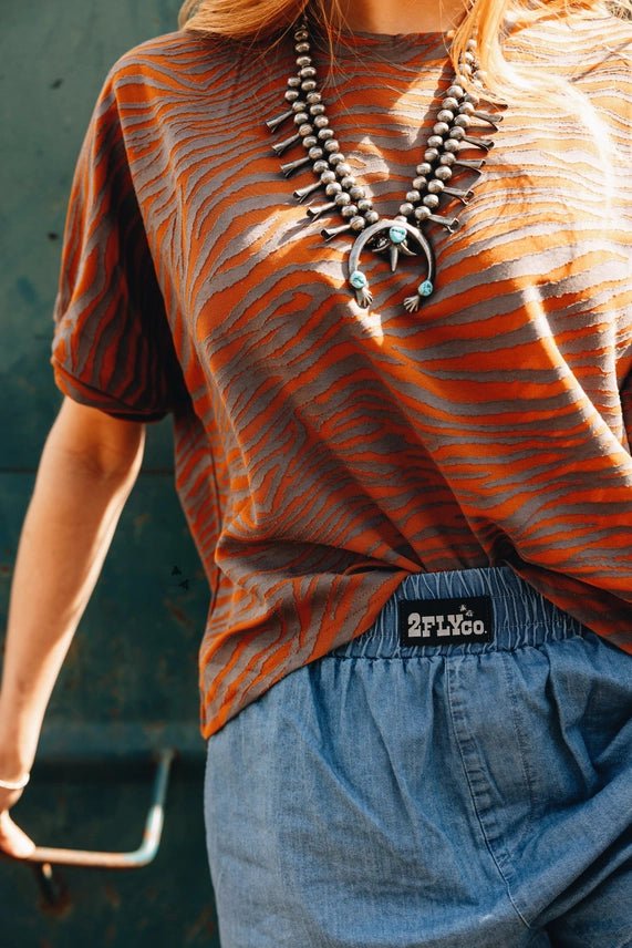 Burnt Clay Zebra TopS/M