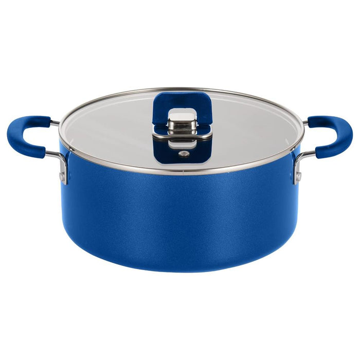 Casserole with Lid, 5 Qt Non-Stick, Foldable Knob, Blue