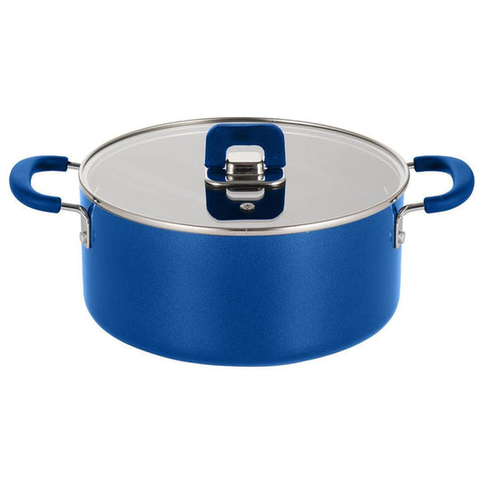 Casserole with Lid, 5 Qt Non-Stick, Foldable Knob, Blue
