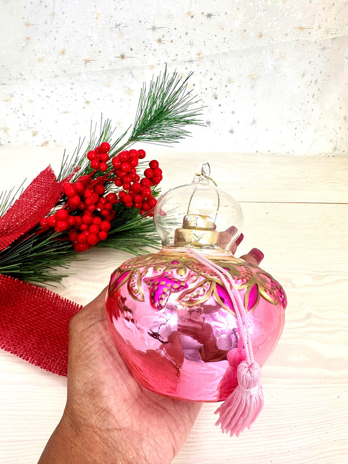 Christmas By Krebs Blown Glass  Collectible Tree Ornaments  (4 1/4" Perfume Bottle)