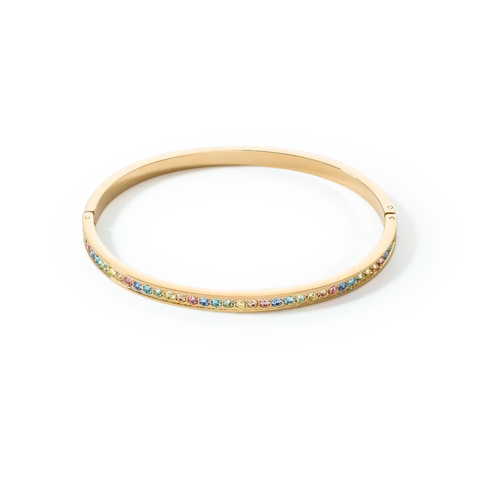 Coeur de Lion Armreif Edelstahl & Kristalle slim gold multicolor pastell 17 - 0127/33-1590