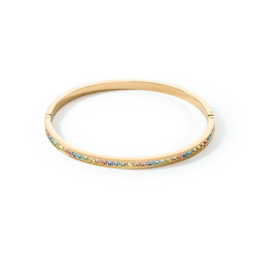 Coeur de Lion Armreif Edelstahl & Kristalle slim gold multicolor pastell 17 - 0127/33-1590