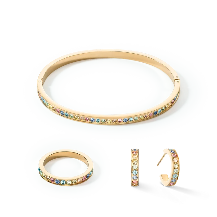 Coeur de Lion Armreif Edelstahl & Kristalle slim gold multicolor pastell 17 - 0127/33-1590