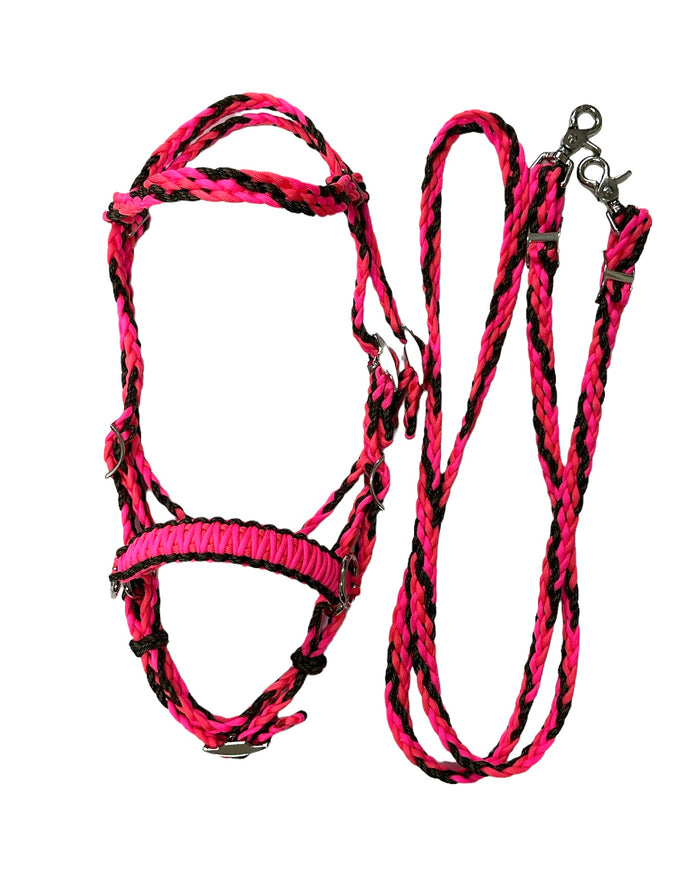 Complete Bitless bridle pony side pull hackamore with reins