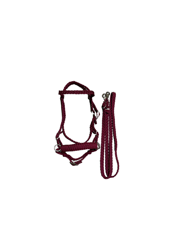 complete bitless bridle side pull hackamore burgundy....pony, Cob, Horse. or Draft horse size