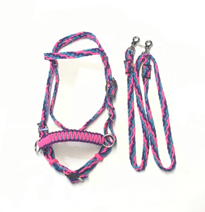 complete bitless bridle side pull hackamore with reins ....pony, Cob, Horse. or Draft horse size - Tiffanys Braided Tack LLC