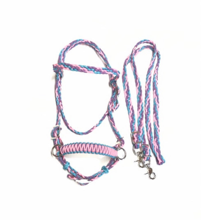 complete bitless bridle side pull hackamore with reins ....pony, Cob, Horse. or Draft horse size - Tiffanys Braided Tack LLC