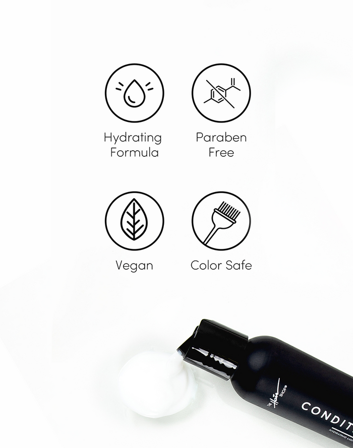 Conditioner. Hydrating formula. Paraben free. Vegan. Color safe.