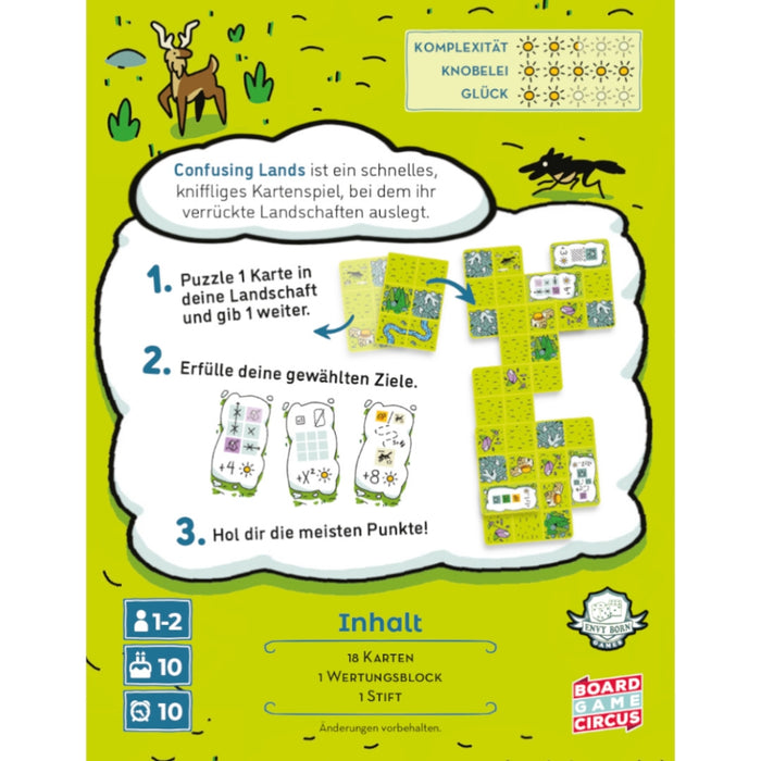 Confusing Lands - Kartenlege- und Puzzlespiel für für 1 und 2 Spieler