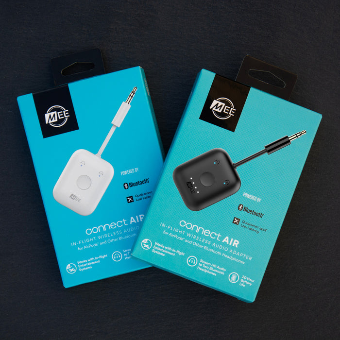 Connect Air In-Flight Wireless Audio Transmitter Adapter for Bluetooth  headphones and earphones in White and Black