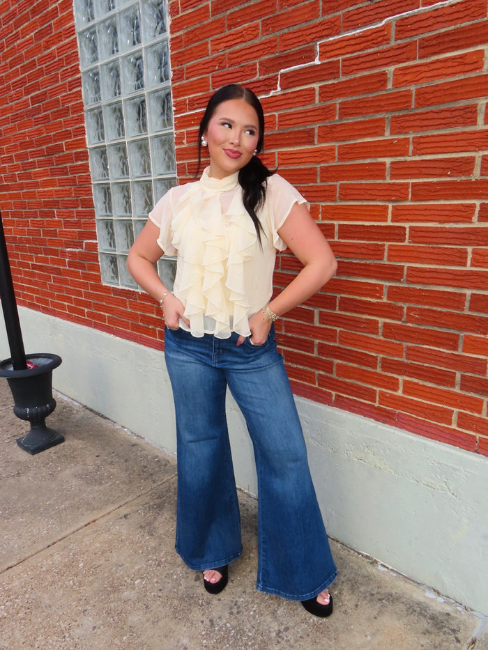 Cream Ruffle Top