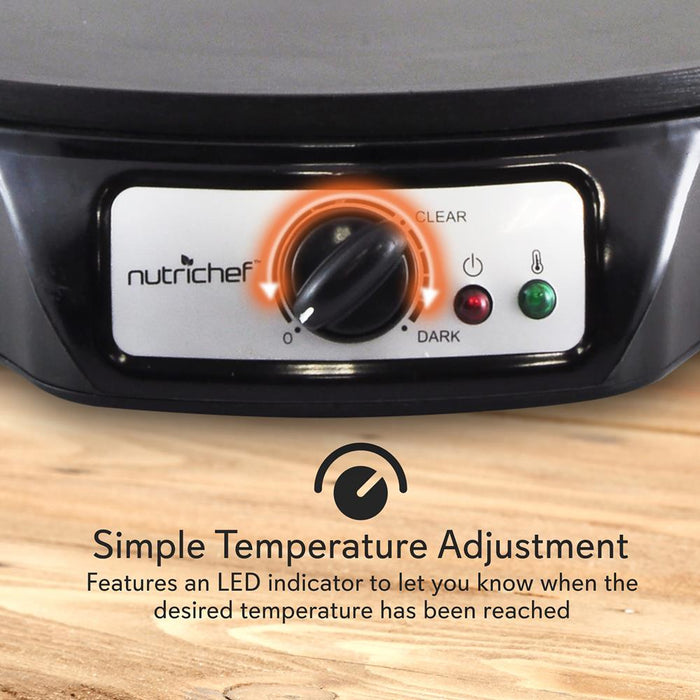 Crepe Maker with Non-Stick 12” Plate for Easy Cleanup and Even Heating