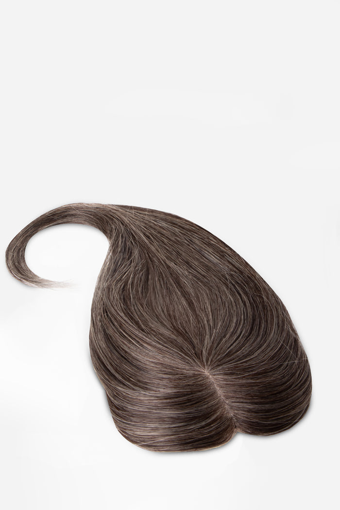 crown top clip-in extension in dark natural grey