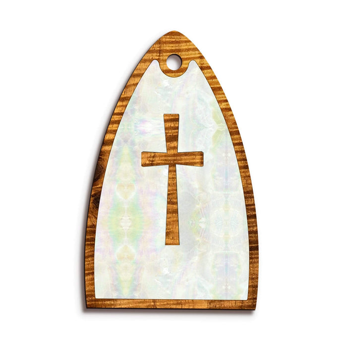Cross in Pearl / AAA Curly Koa