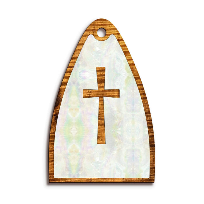 Cross in Pearl / AAA Curly Koa