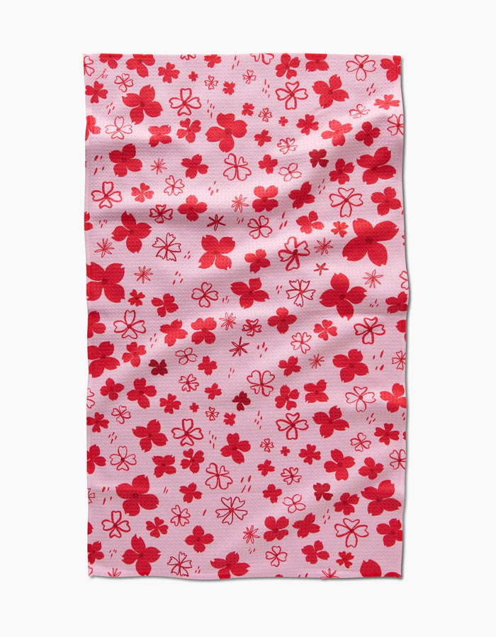 Geometry Dogwood Hearts Tea Towel