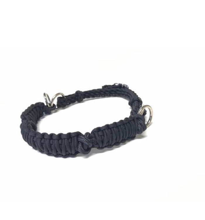 double braided  Knotted Sidepull with a Whoa, Black Chinstrap, all sizes - Tiffanys Braided Tack LLC
