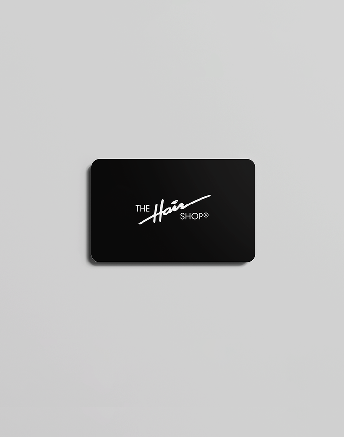 The Hair Shop logo on black background gift card