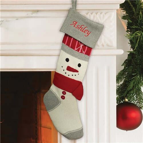 Embroidered Knit Snowman Stocking - Bliss EDU