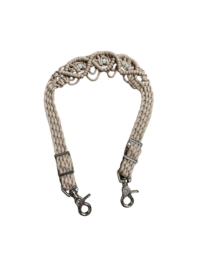 Fancy wither strap in desert sand with rhinestones