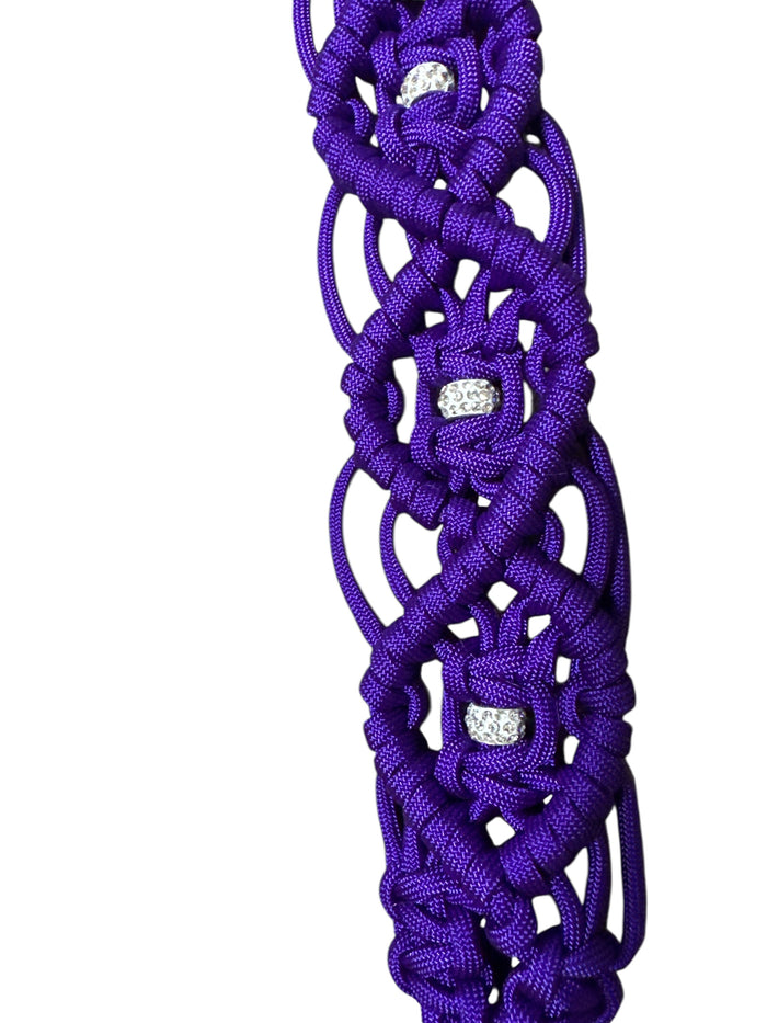 Fancy wither strap in purple with rhinestones
