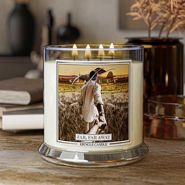 Kringle Candle Far Far Away Scented 4-wick lit candle