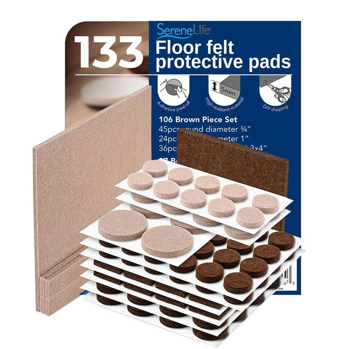 Felt Furniture Pads 133-Piece Set Anti-Scratch Eco-Friendly Brown