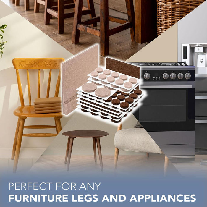 Felt Furniture Pads 133-Piece Set Anti-Scratch Eco-Friendly Brown